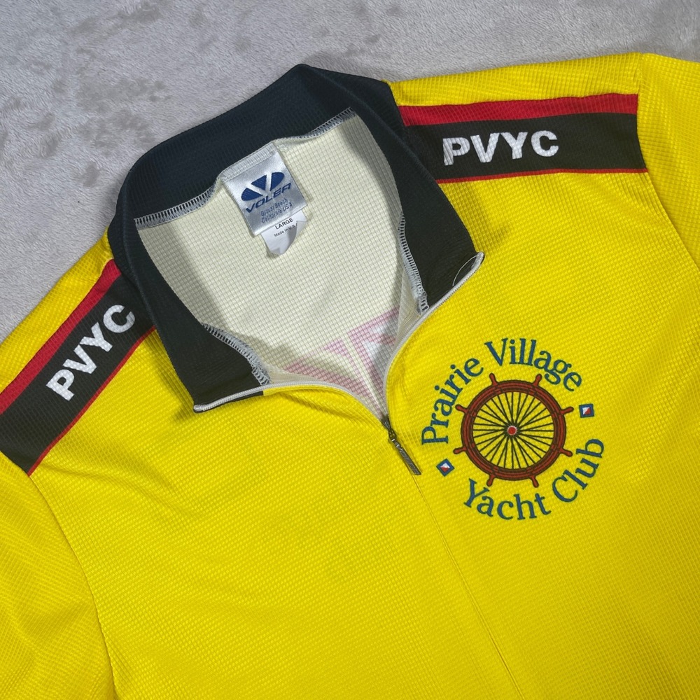 Voler Cycling Jersey Prairie Village Yacht Club Mens Large Yellow Short Sleeve